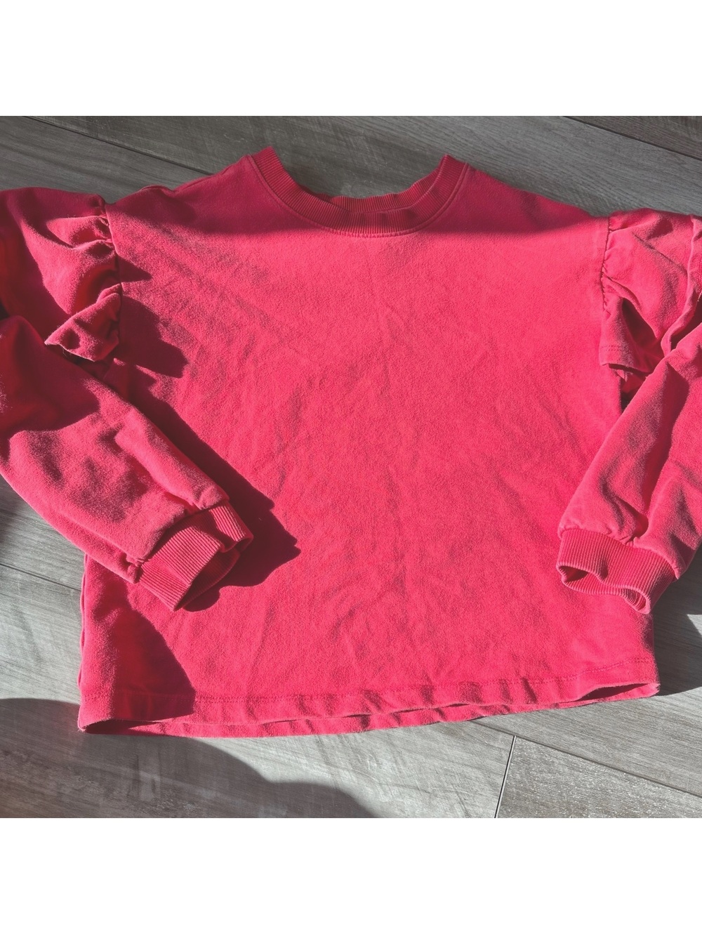 Hanna Andersson Red Ruffle Sleeve Sweatshirt Cozy Casual Kid 10
